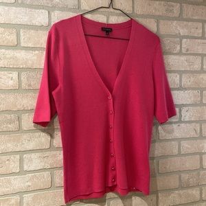 Talbots Bright Pink V-neck Lightweight Cardigan Sweater